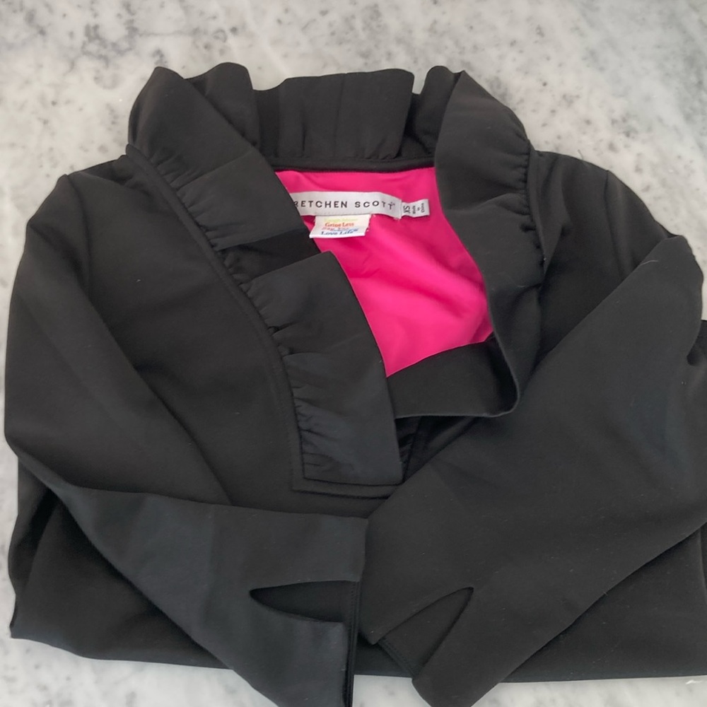 Gretchen Scott Ruffle Neck 3/4 Sleeve